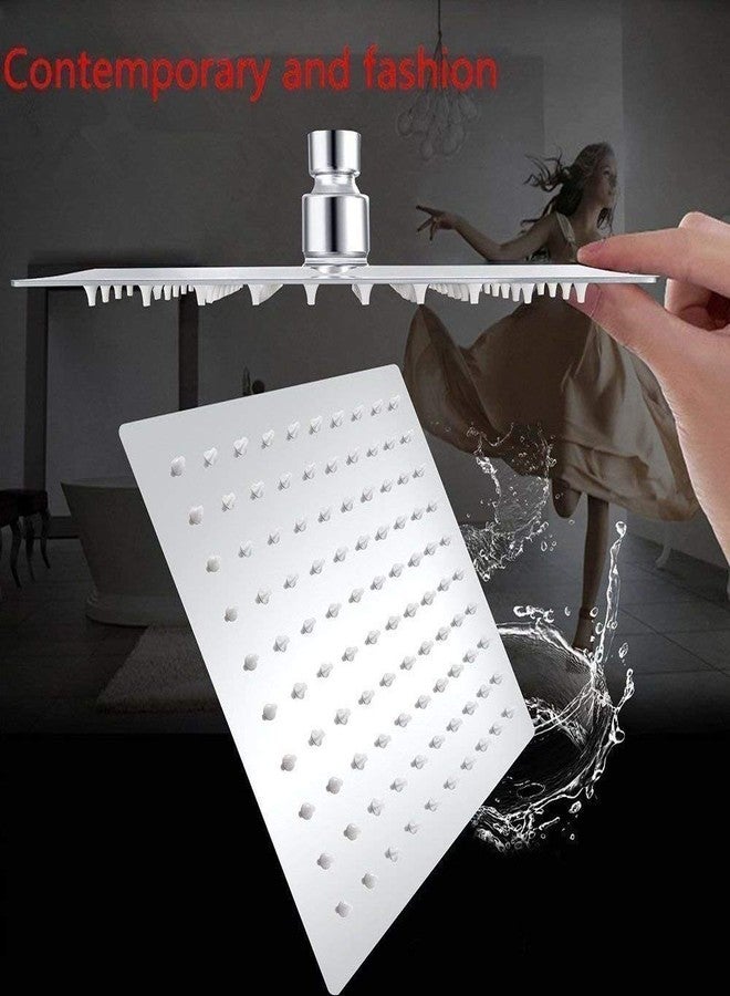 دريزل دش علوي فائق النحافة من الفولاذ المقاوم للصدأ من DRIZZLE مقاس 6 × 6 بوصة مع ذراع طويل بطول 15 بوصة (فضي) - Image 2